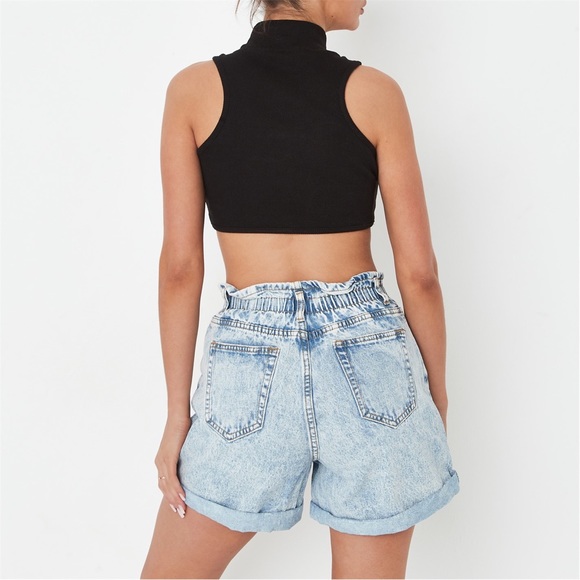 MISSGUIDED - Button Paperbag Waist Denim Shorts - Picture 4 of 14